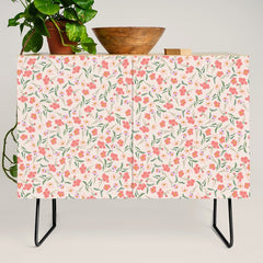 A breath of fresh air - A seamless floral pattern in pinks and reds Credenza