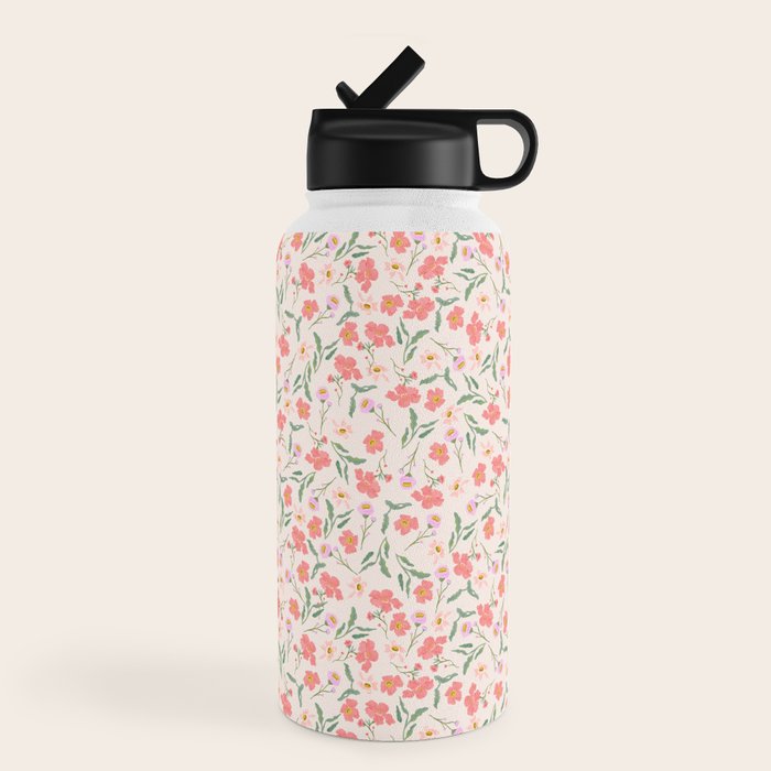 A breath of fresh air - A seamless floral pattern in pinks and reds Water Bottle
