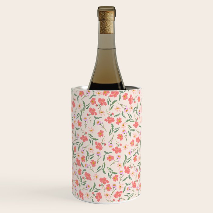 A breath of fresh air - A seamless floral pattern in pinks and reds Wine Chiller