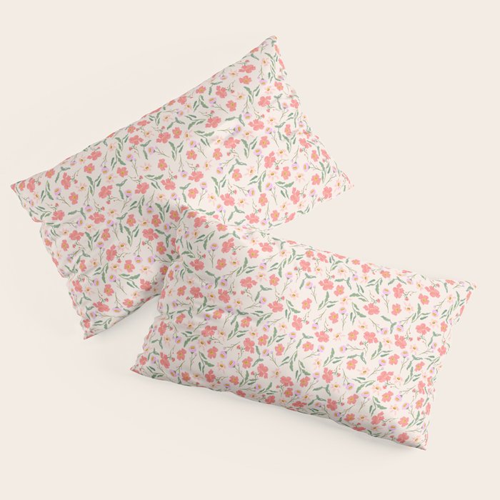 A breath of fresh air - A seamless floral pattern in pinks and reds Pillow Sham