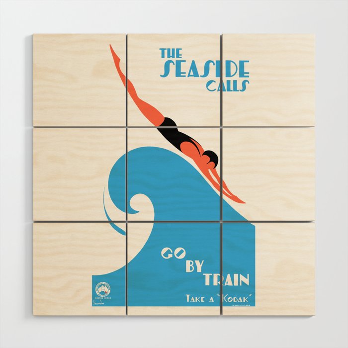 1938 AUSTRALIA The Seaside Calls Train Travel Poster Wood Wall Art