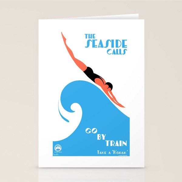1938 AUSTRALIA The Seaside Calls Train Travel Poster Stationery Card
