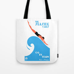 1938 AUSTRALIA The Seaside Calls Train Travel Poster Tote Bag