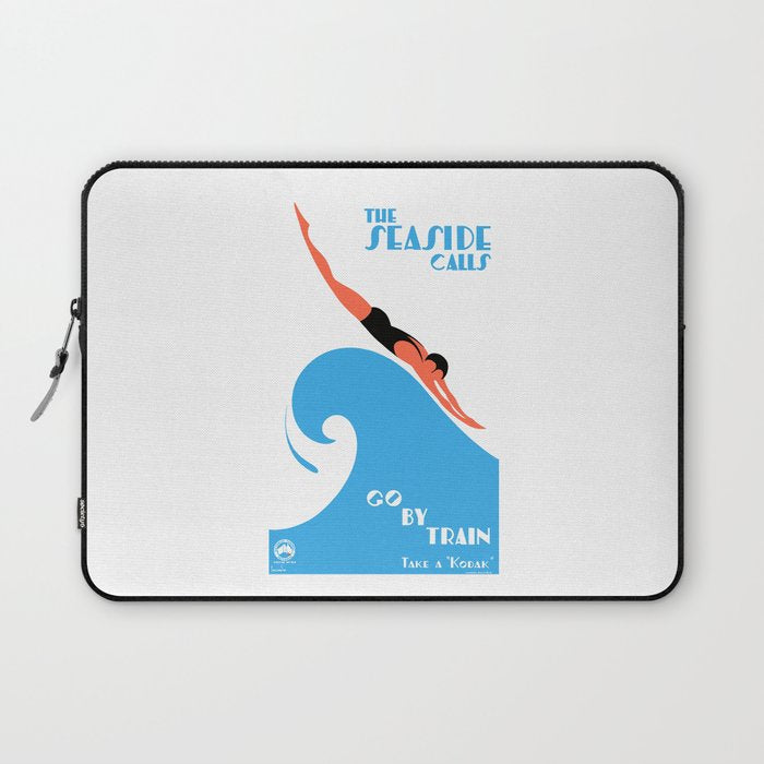1938 AUSTRALIA The Seaside Calls Train Travel Poster Laptop Sleeve