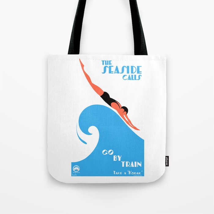 1938 AUSTRALIA The Seaside Calls Train Travel Poster Tote Bag