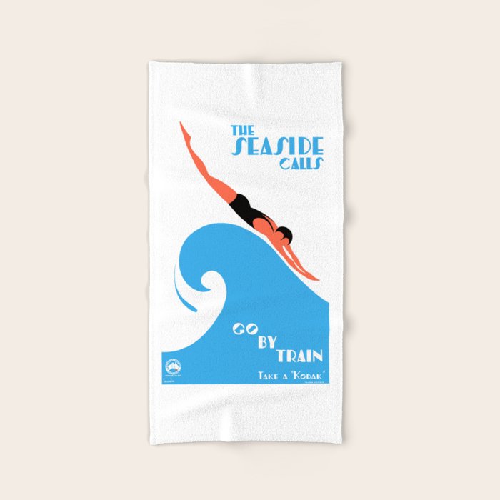 1938 AUSTRALIA The Seaside Calls Train Travel Poster Bath Towel