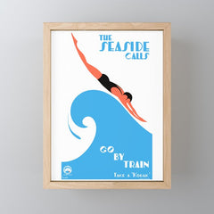 1938 AUSTRALIA The Seaside Calls Train Travel Poster Mini Art Print