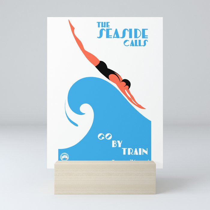 1938 AUSTRALIA The Seaside Calls Train Travel Poster Mini Art Print