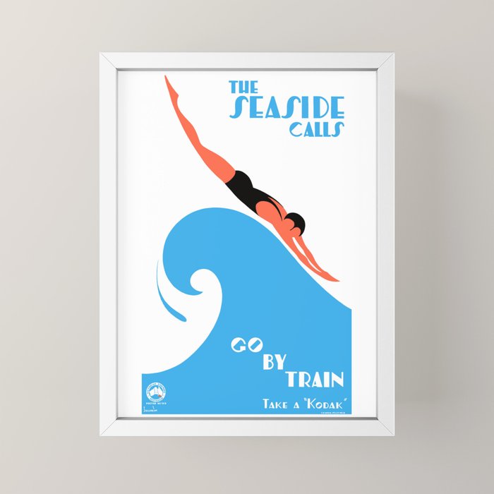 1938 AUSTRALIA The Seaside Calls Train Travel Poster Mini Art Print