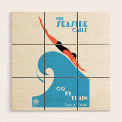 1938 AUSTRALIA The Seaside Calls Train Travel Poster Wood Wall Art