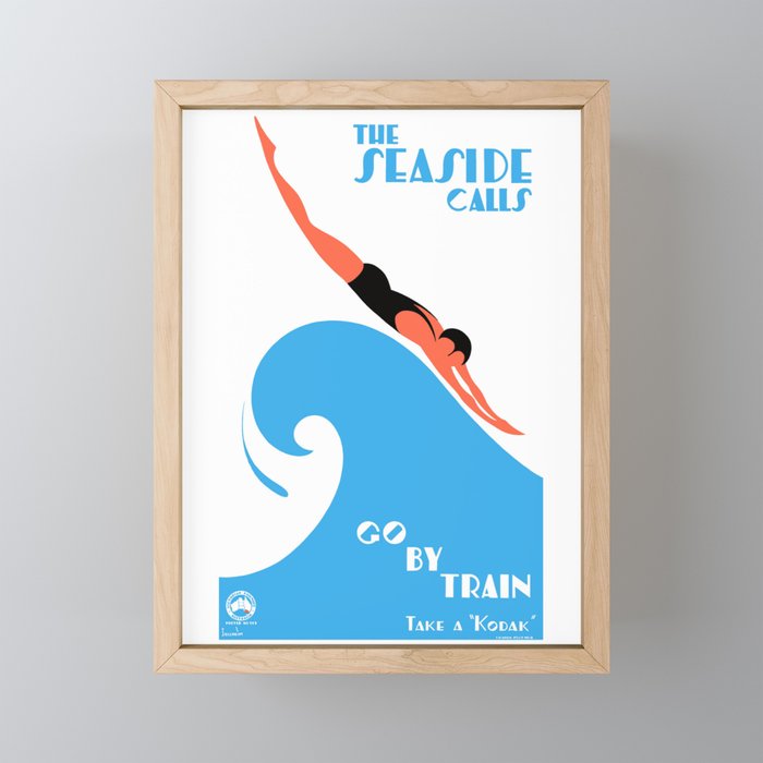 1938 AUSTRALIA The Seaside Calls Train Travel Poster Mini Art Print