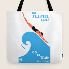 1938 AUSTRALIA The Seaside Calls Train Travel Poster Tote Bag