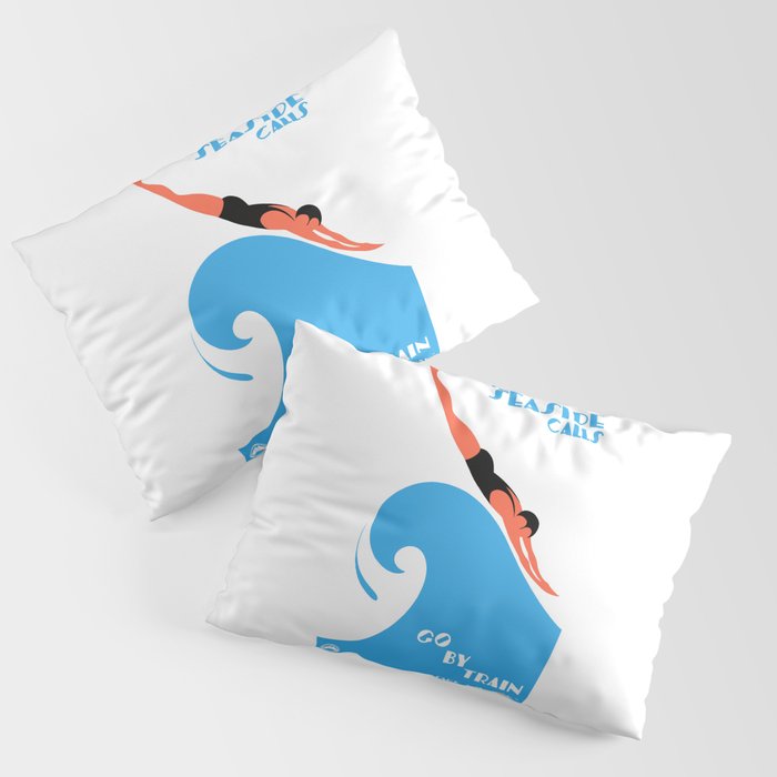 1938 AUSTRALIA The Seaside Calls Train Travel Poster Pillow Sham