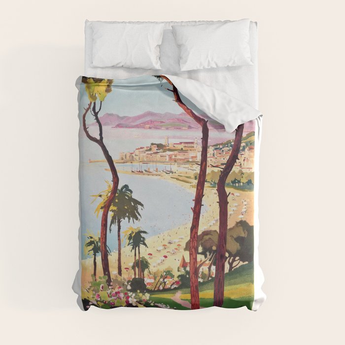 1938 France Cannes Cote D'Azur Travel Poster Duvet Cover