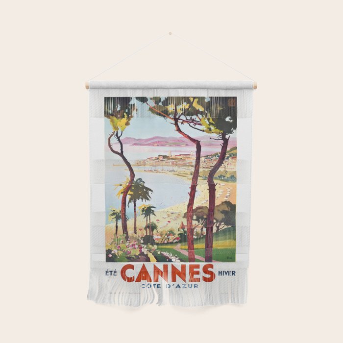 1938 France Cannes Cote D'Azur Travel Poster Wall Hanging