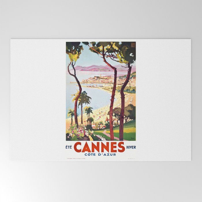 1938 France Cannes Cote D'Azur Travel Poster Welcome Mat