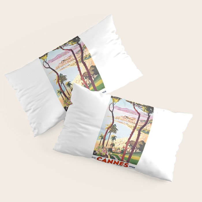 1938 France Cannes Cote D'Azur Travel Poster Pillow Sham