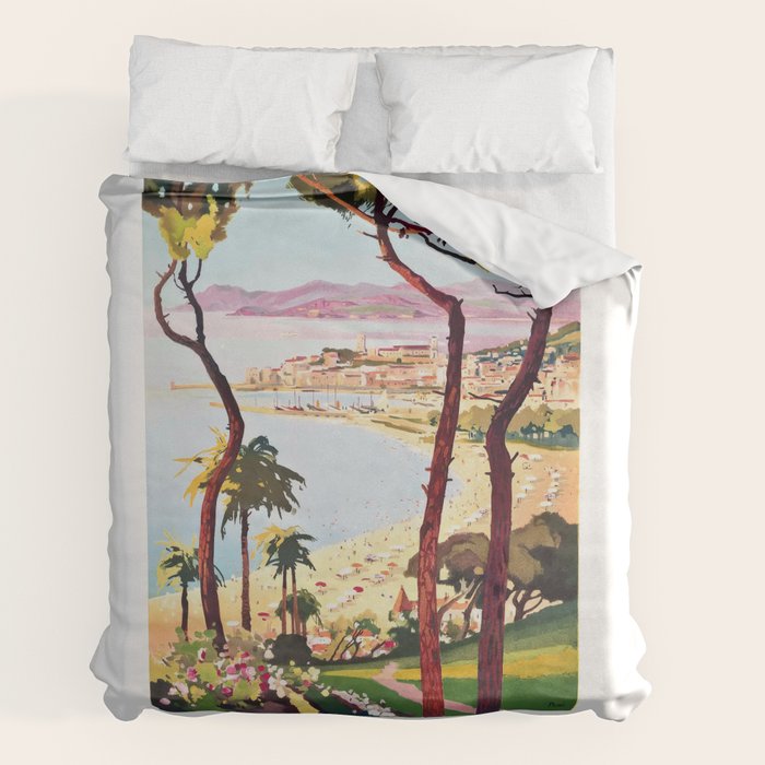 1938 France Cannes Cote D'Azur Travel Poster Duvet Cover