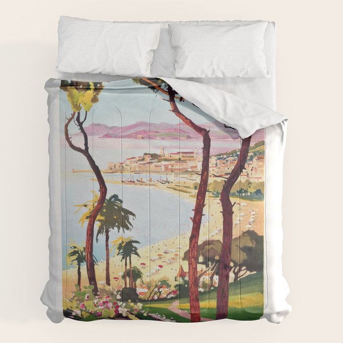 1938 France Cannes Cote D'Azur Travel Poster Comforter
