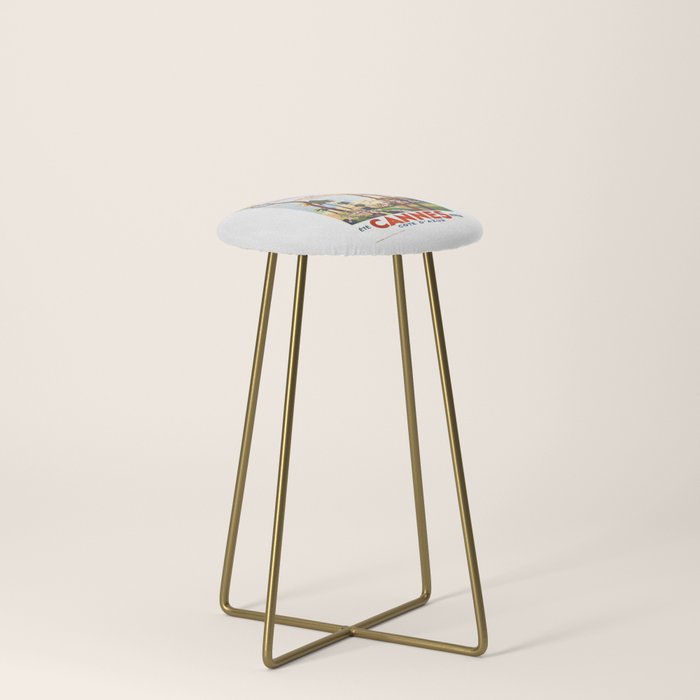 1938 France Cannes Cote D'Azur Travel Poster Stool