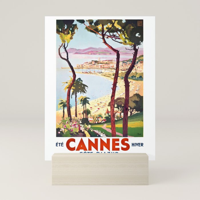 1938 France Cannes Cote D'Azur Travel Poster Mini Art Print
