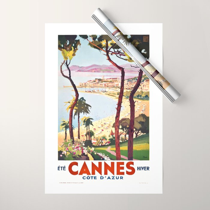 1938 France Cannes Cote D'Azur Travel Poster Wrapping Paper