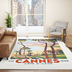 1938 France Cannes Cote D'Azur Travel Poster Rug