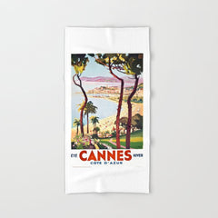 1938 France Cannes Cote D'Azur Travel Poster Bath Towel