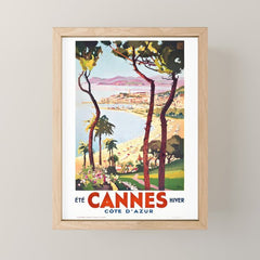 1938 France Cannes Cote D'Azur Travel Poster Mini Art Print