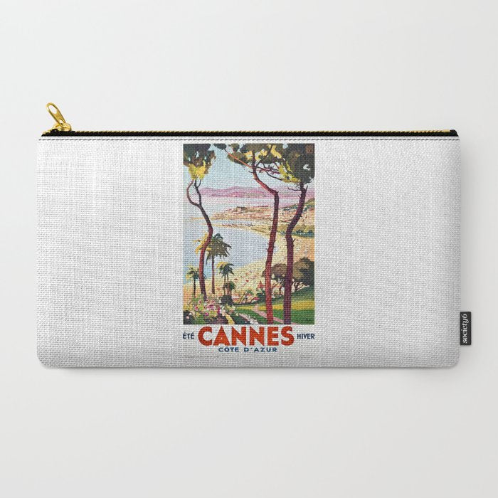 1938 France Cannes Cote D'Azur Travel Poster Carry All Pouch