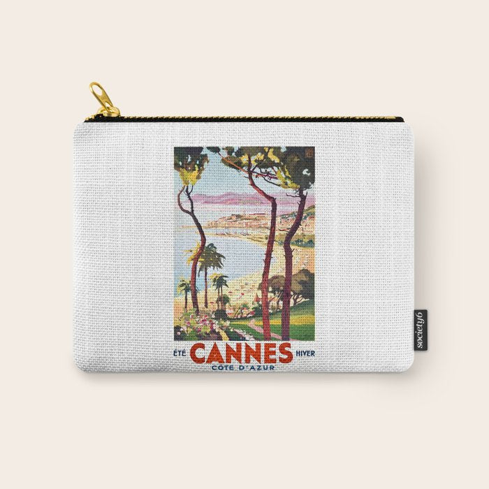 1938 France Cannes Cote D'Azur Travel Poster Carry All Pouch
