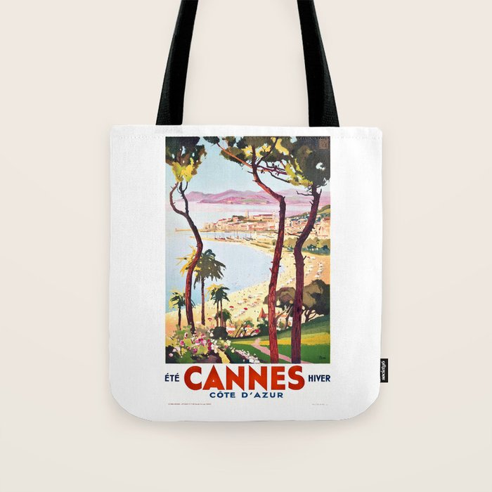 1938 France Cannes Cote D'Azur Travel Poster Tote Bag