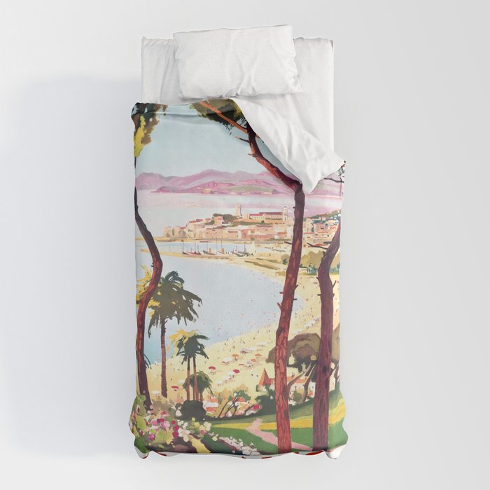 1938 France Cannes Cote D'Azur Travel Poster Duvet Cover