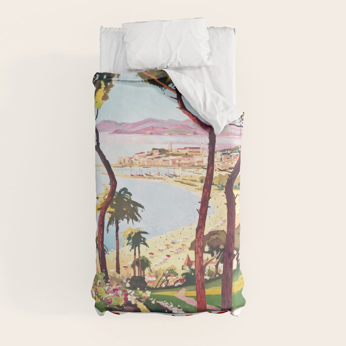 1938 France Cannes Cote D'Azur Travel Poster Duvet Cover