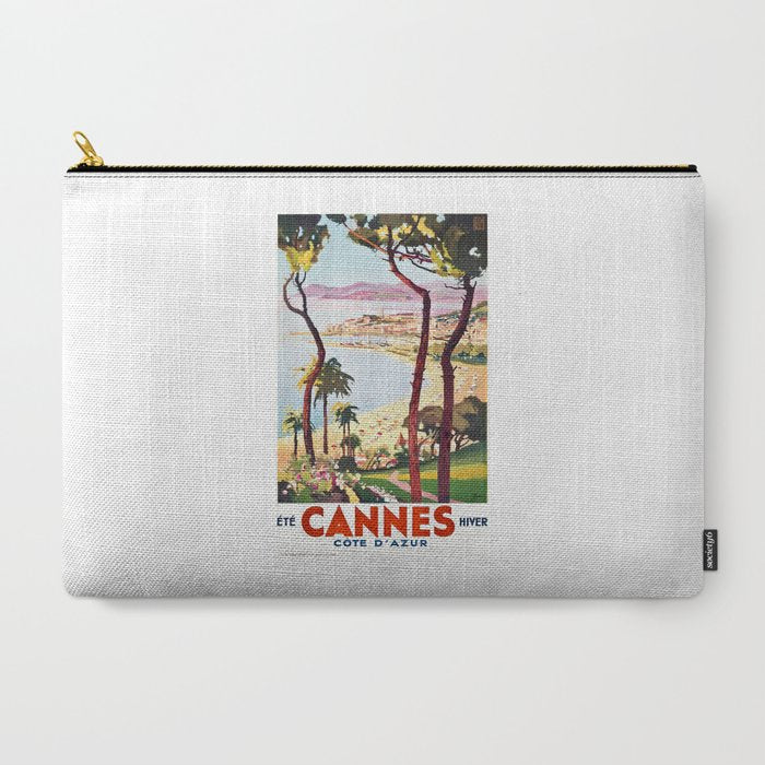 1938 France Cannes Cote D'Azur Travel Poster Carry All Pouch