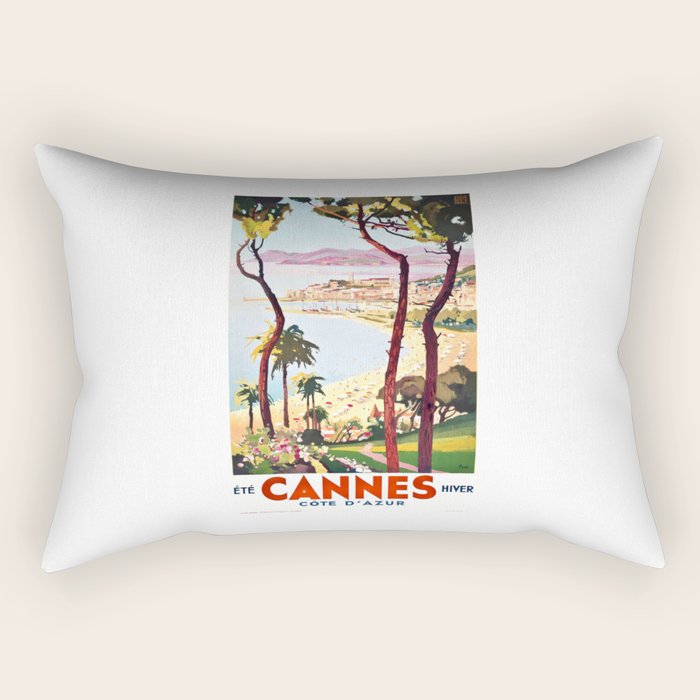 1938 France Cannes Cote D'Azur Travel Poster Rectangular Pillow