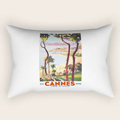 1938 France Cannes Cote D'Azur Travel Poster Rectangular Pillow