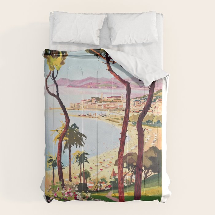1938 France Cannes Cote D'Azur Travel Poster Comforter