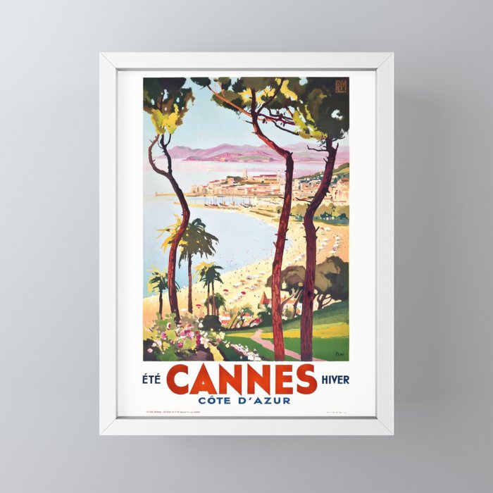 1938 France Cannes Cote D'Azur Travel Poster Mini Art Print