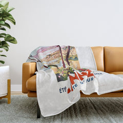 1938 France Cannes Cote D'Azur Travel Poster Throw Blanket
