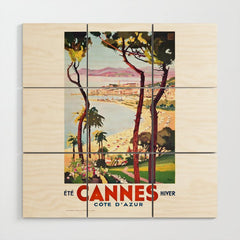 1938 France Cannes Cote D'Azur Travel Poster Wood Wall Art