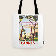 1938 France Cannes Cote D'Azur Travel Poster Tote Bag