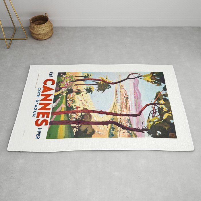 1938 France Cannes Cote D'Azur Travel Poster Rug