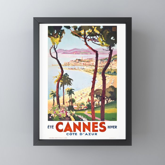 1938 France Cannes Cote D'Azur Travel Poster Mini Art Print