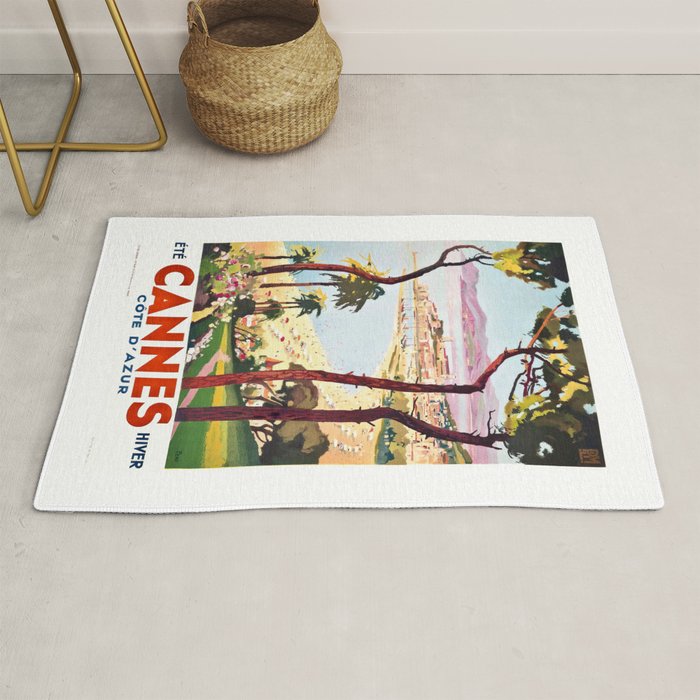 1938 France Cannes Cote D'Azur Travel Poster Rug