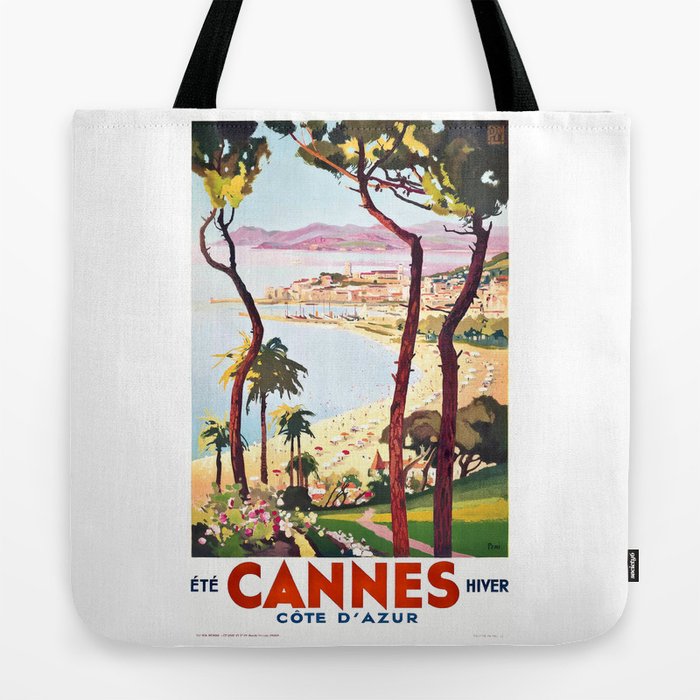1938 France Cannes Cote D'Azur Travel Poster Tote Bag