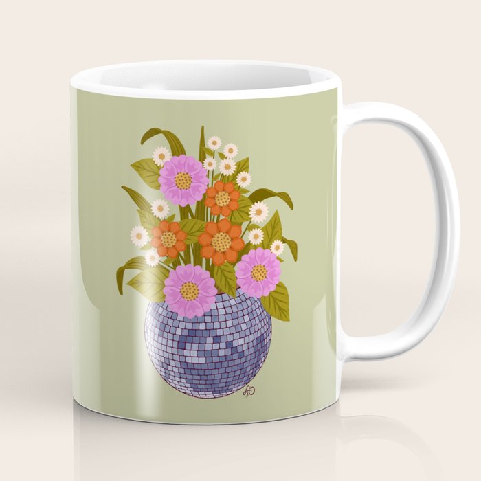 1970s Disco Ball Flower Pot  Coffee Mug
