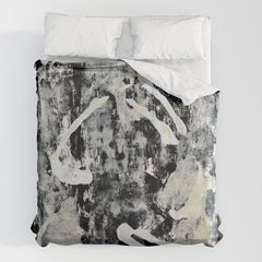 003: a vibrant abstract design in black and white by Alyssa Hamilton Art  Duvet Cover
