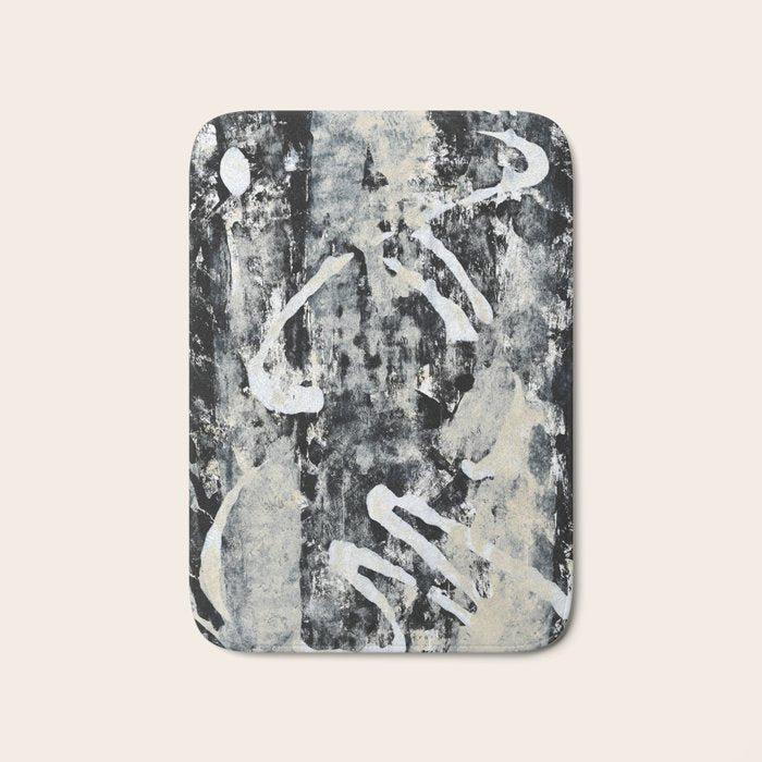 003: a vibrant abstract design in black and white by Alyssa Hamilton Art  Bath Mat