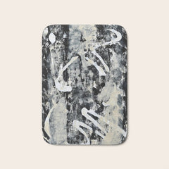 003: a vibrant abstract design in black and white by Alyssa Hamilton Art  Bath Mat